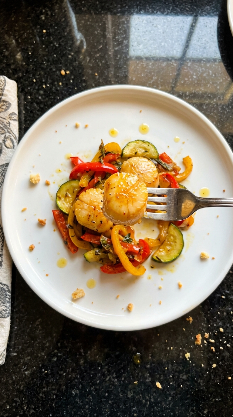 Saffron Scallops with Vegetable Medley