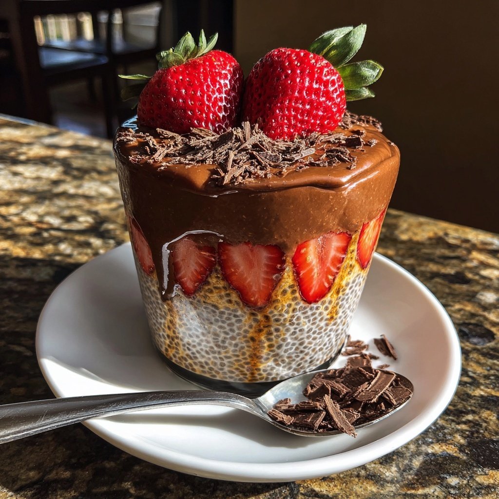 Chocolate-Covered Strawberry Chia Pudding