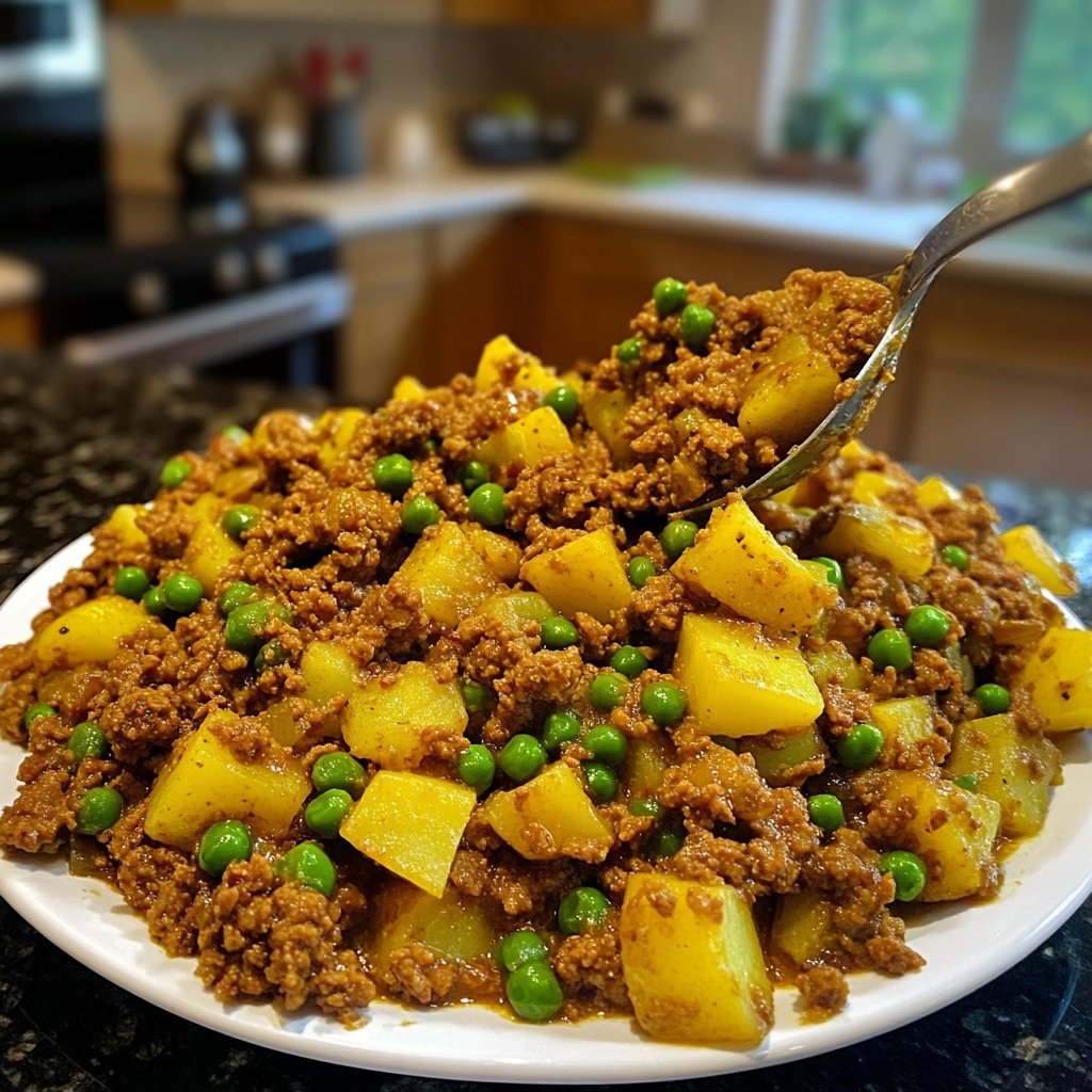 Lamb Keema with Potatoes and Peas