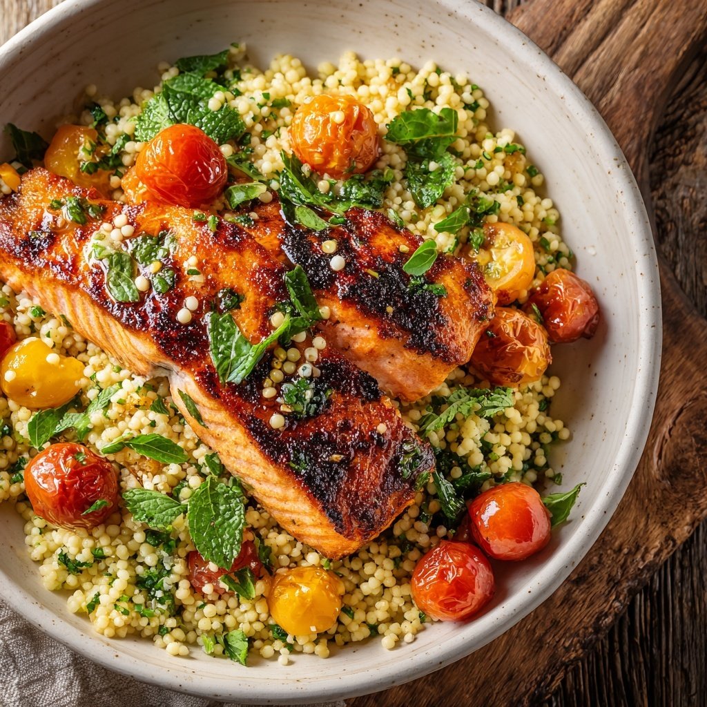 Mediterranean Salmon Couscous Bowl