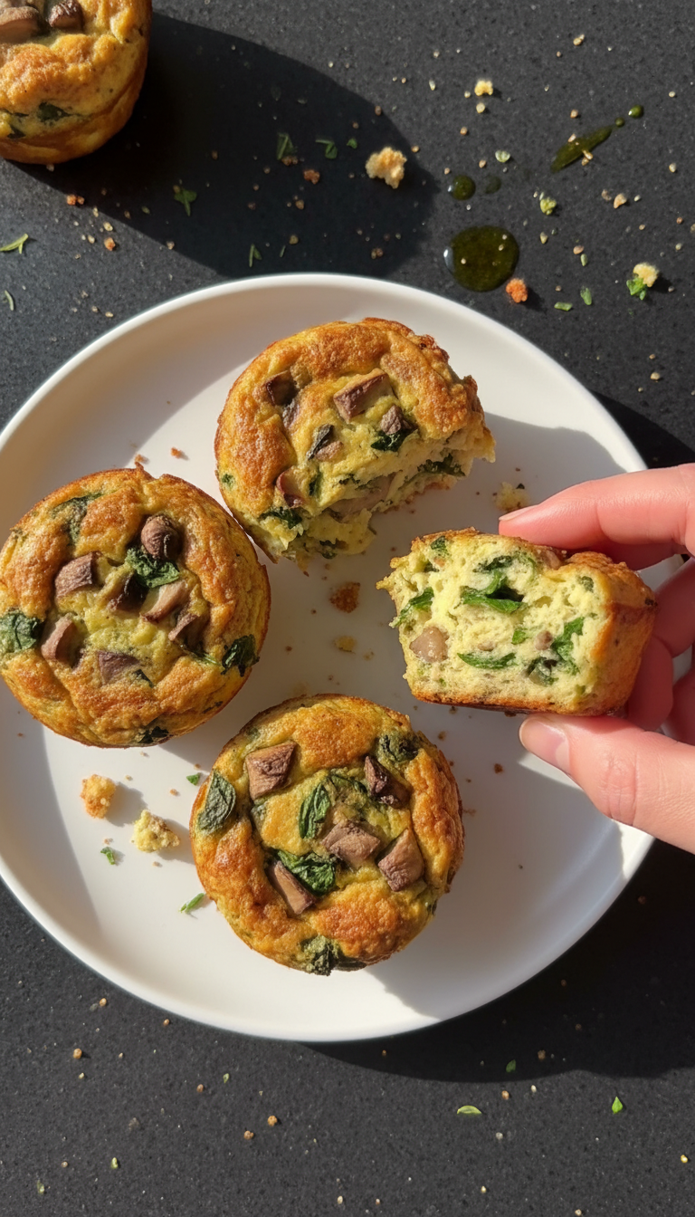 Mushroom and Spinach Quiche Muffins