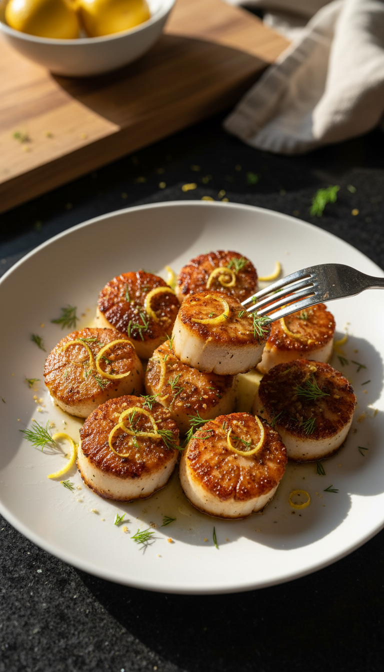 Lemon Dill Seared Scallops