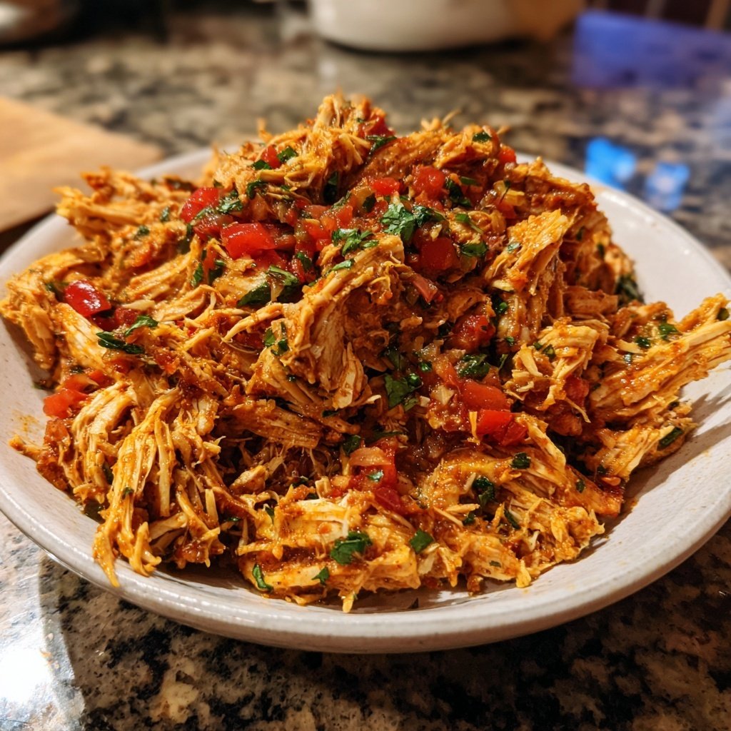 Salsa Chicken Shredded Tender Flavorful