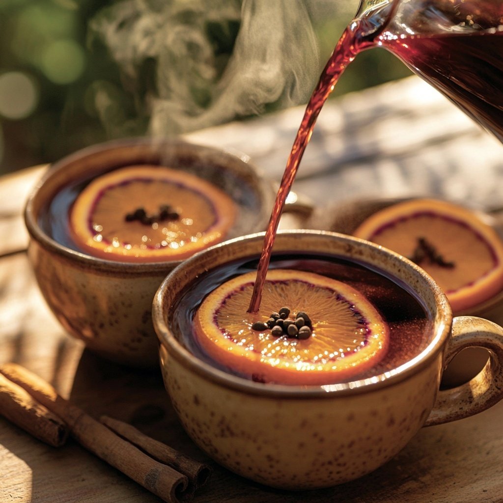 Spiced Mulled Wine Punch with Oranges and Cloves