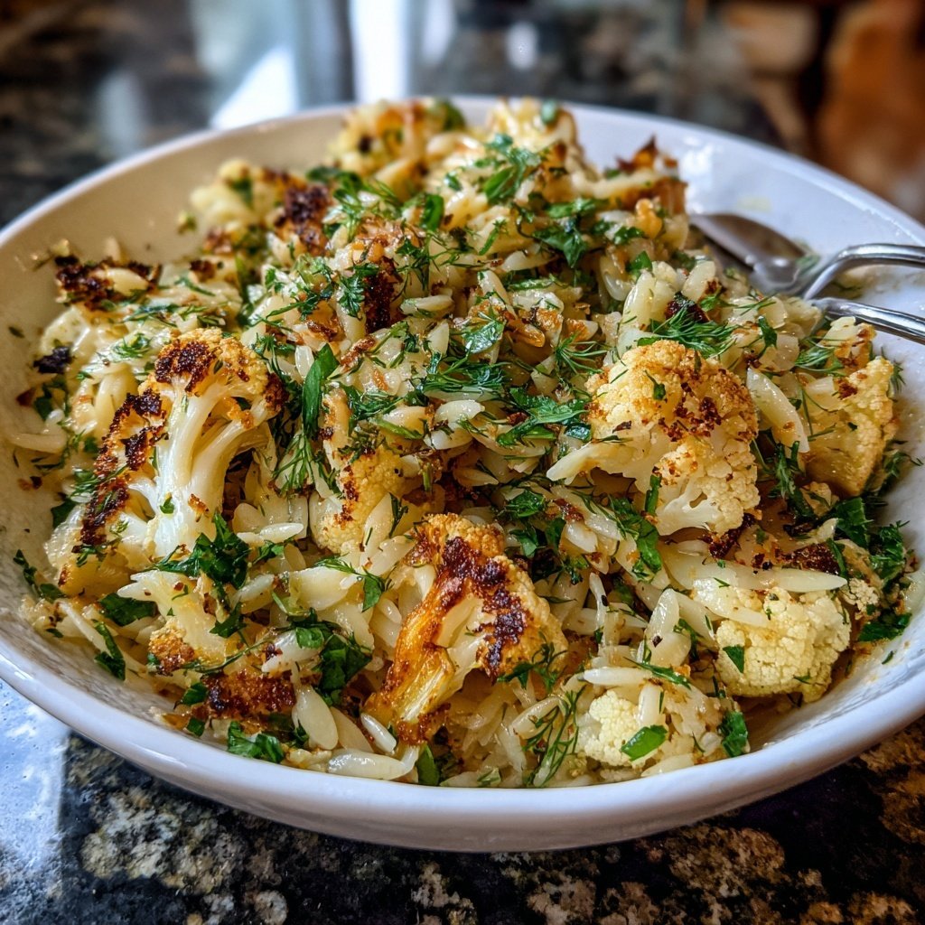 Charred Cauliflower Orzo with Lemon Dill
