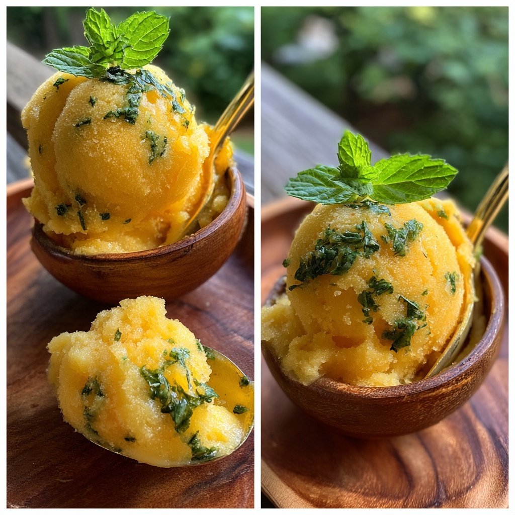 Peach Basil Lemon Sorbet