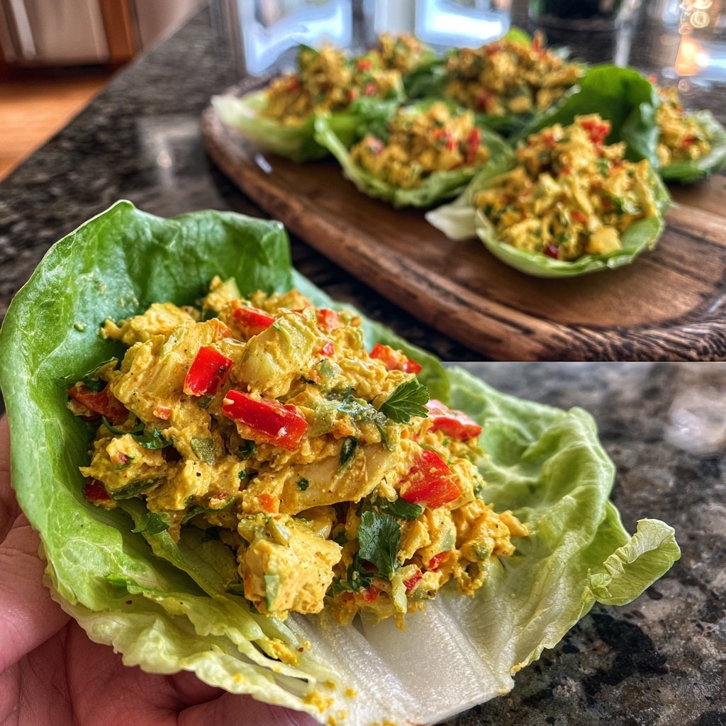 Curry Chicken Salad Lettuce Wraps