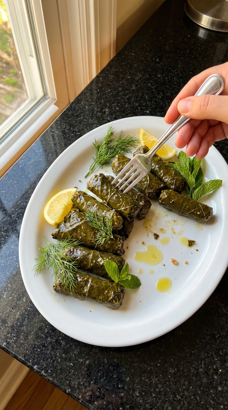 Stuffed Grape Leaves with Tzatziki