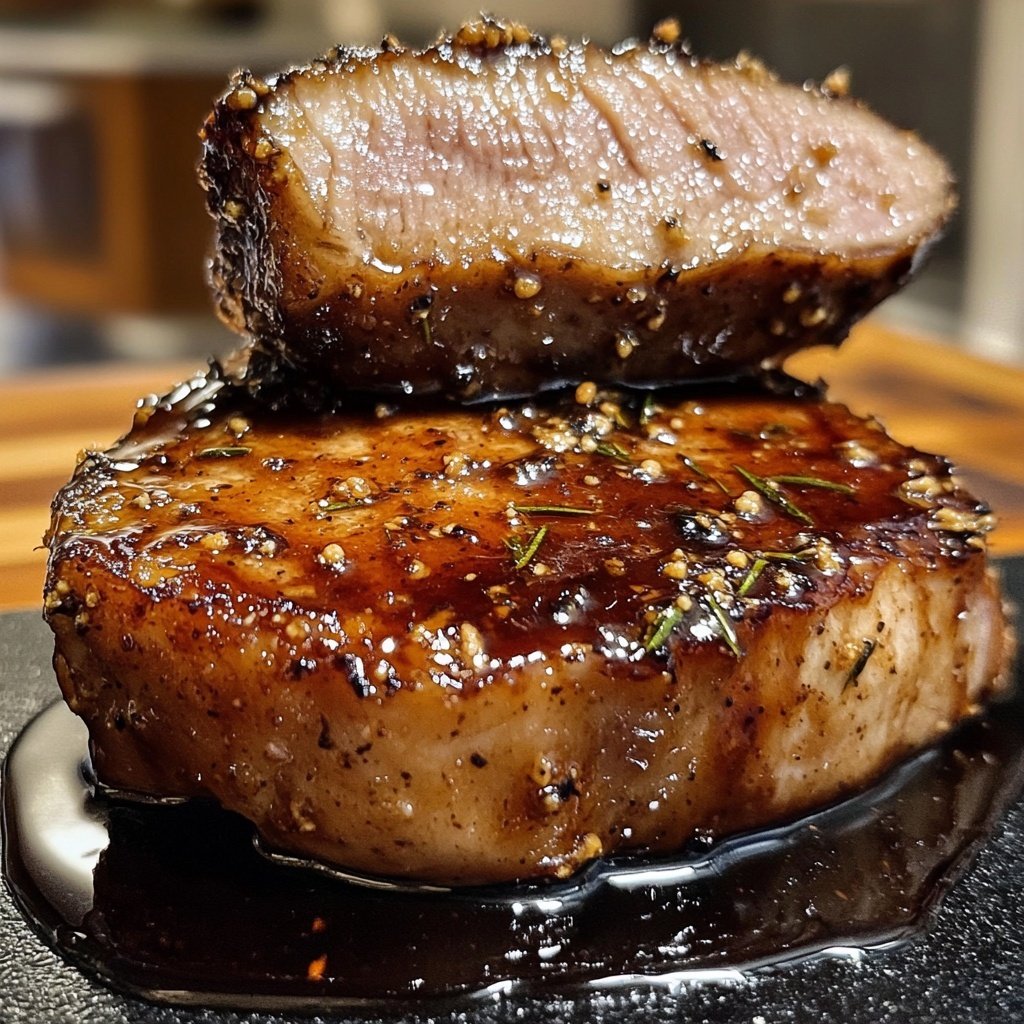 Pork Chop with Balsamic Maple Glaze
