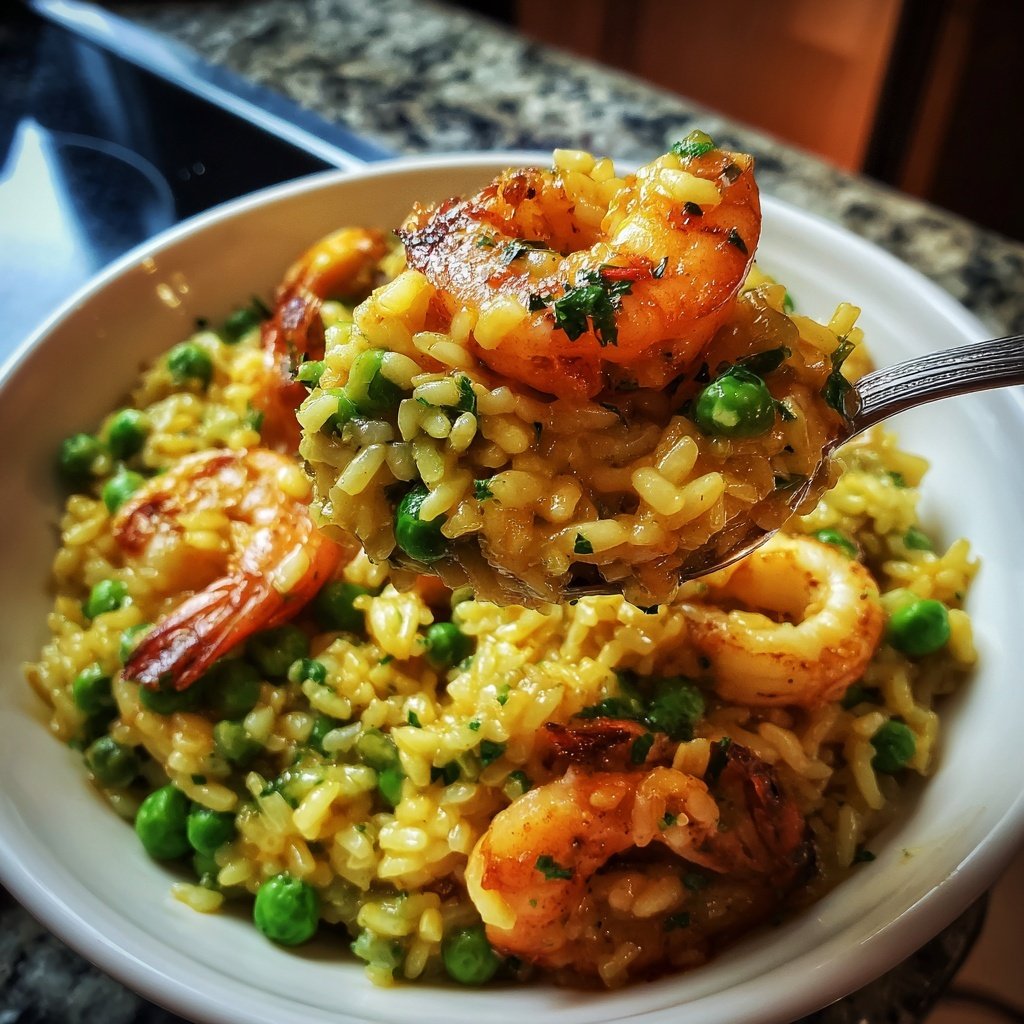Seafood Risotto with Peas