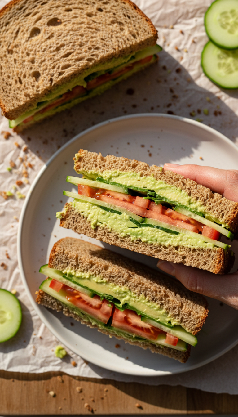 Creamy Avocado Hummus Sandwiches